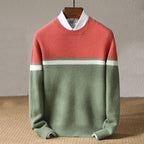 Matteo - Men's Striped Colorblock Crew Neck Sweater