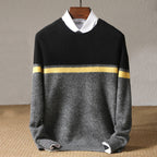 Matteo - Men's Striped Colorblock Crew Neck Sweater