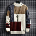 Mattheo - Men's Multi-Texture Crewneck Sweater with Patchwork Blocking
