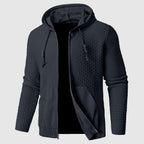 Matthias - Men's Textured Zip Hoodie with Kangaroo Pocket