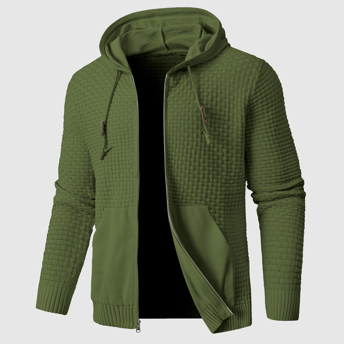Matthias - Men's Textured Zip Hoodie with Kangaroo Pocket