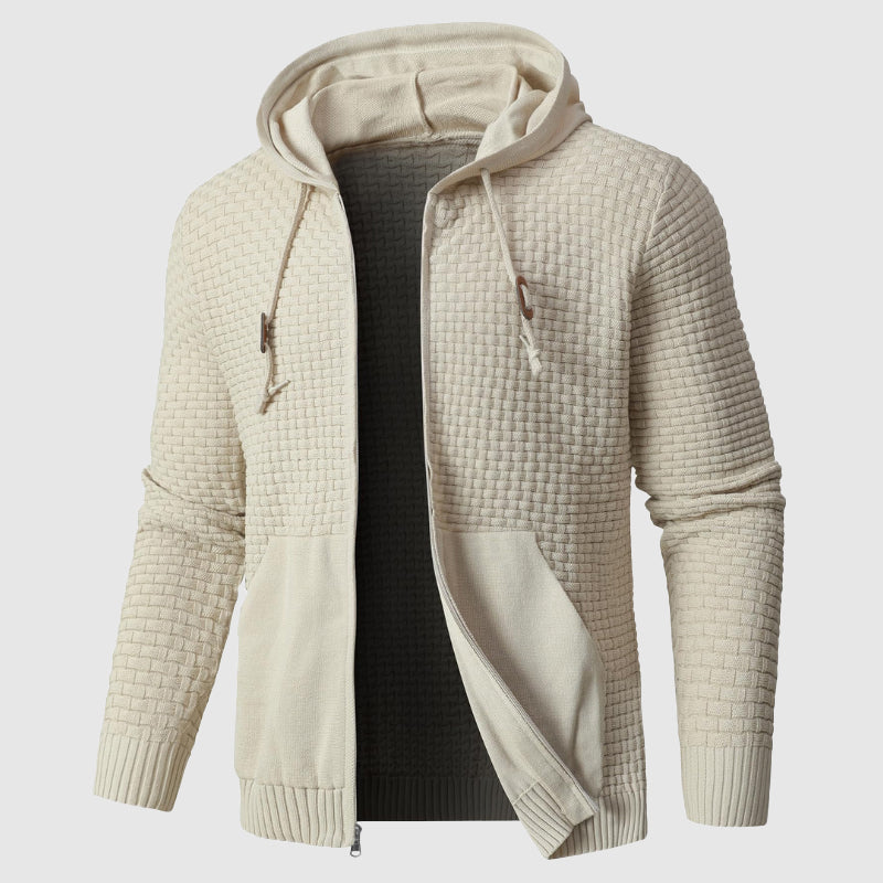 Matthias - Men's Textured Zip Hoodie with Kangaroo Pocket