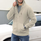Matthias - Men's Textured Zip Hoodie with Kangaroo Pocket