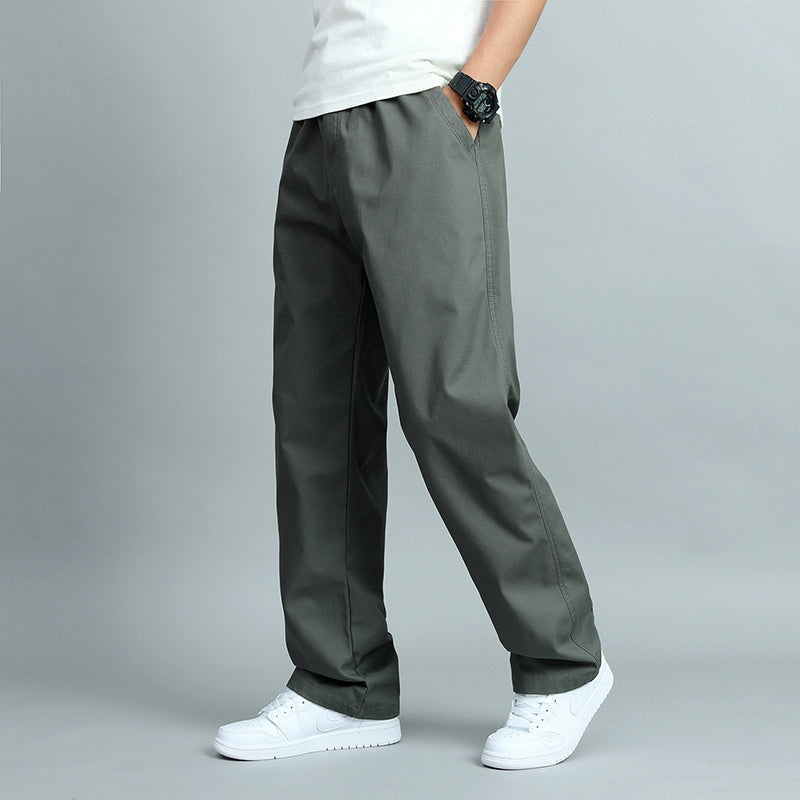 Michael - Men's Elastic Waist Straight Leg Trousers