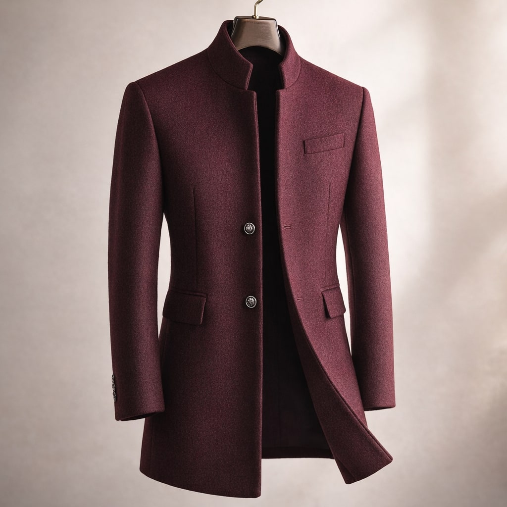 Michael - Men's Tailored Overcoat with Stand Collar