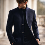 Michael - Men's Tailored Overcoat with Stand Collar