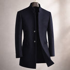 Michael - Men's Tailored Overcoat with Stand Collar