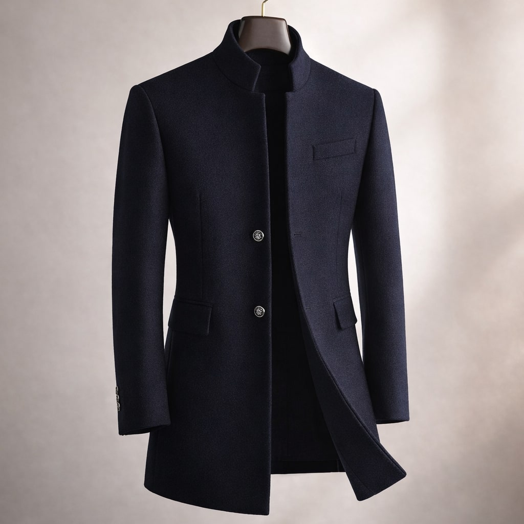 Michael - Men's Tailored Overcoat with Stand Collar