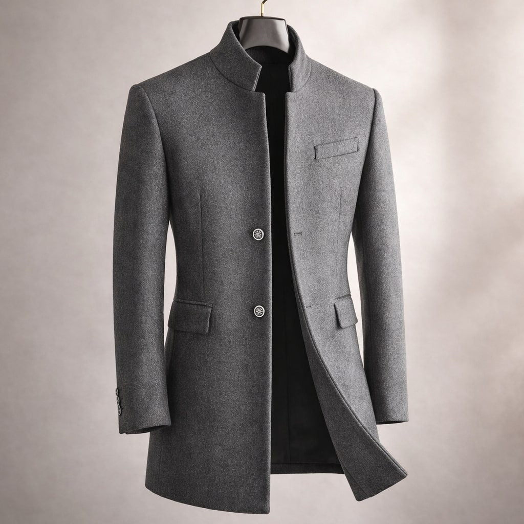 Michael - Men's Tailored Overcoat with Stand Collar