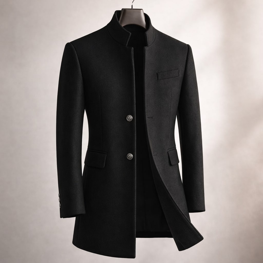 Michael - Men's Tailored Overcoat with Stand Collar