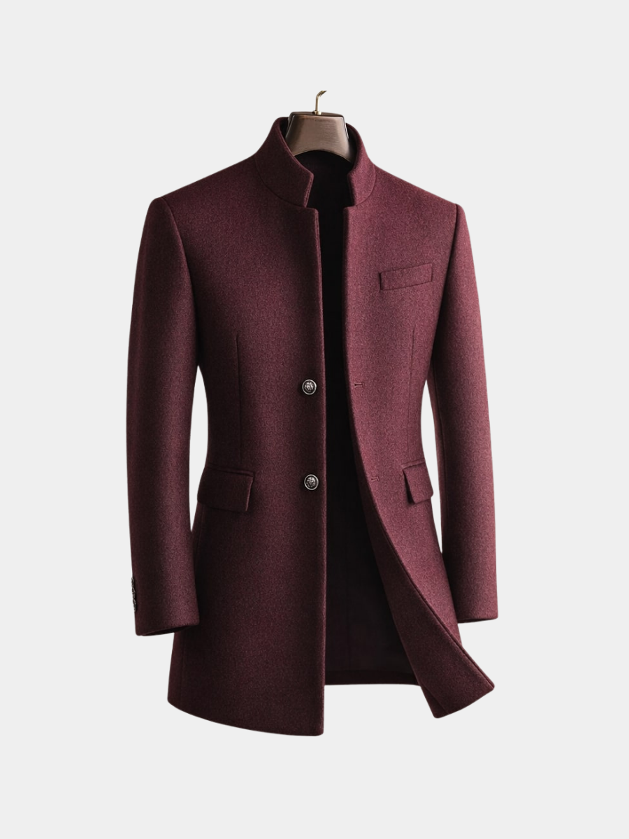 Michael - Men's Tailored Overcoat with Stand Collar