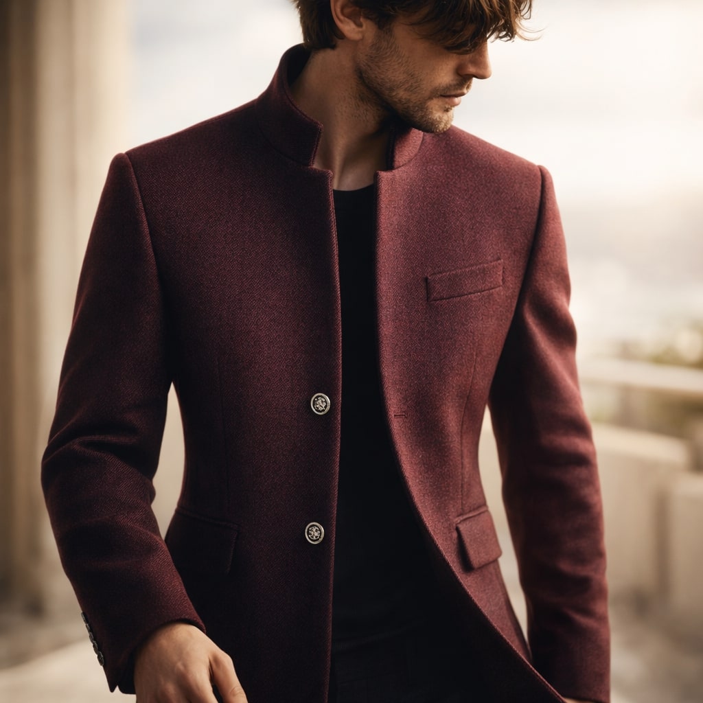 Michael - Men's Tailored Overcoat with Stand Collar