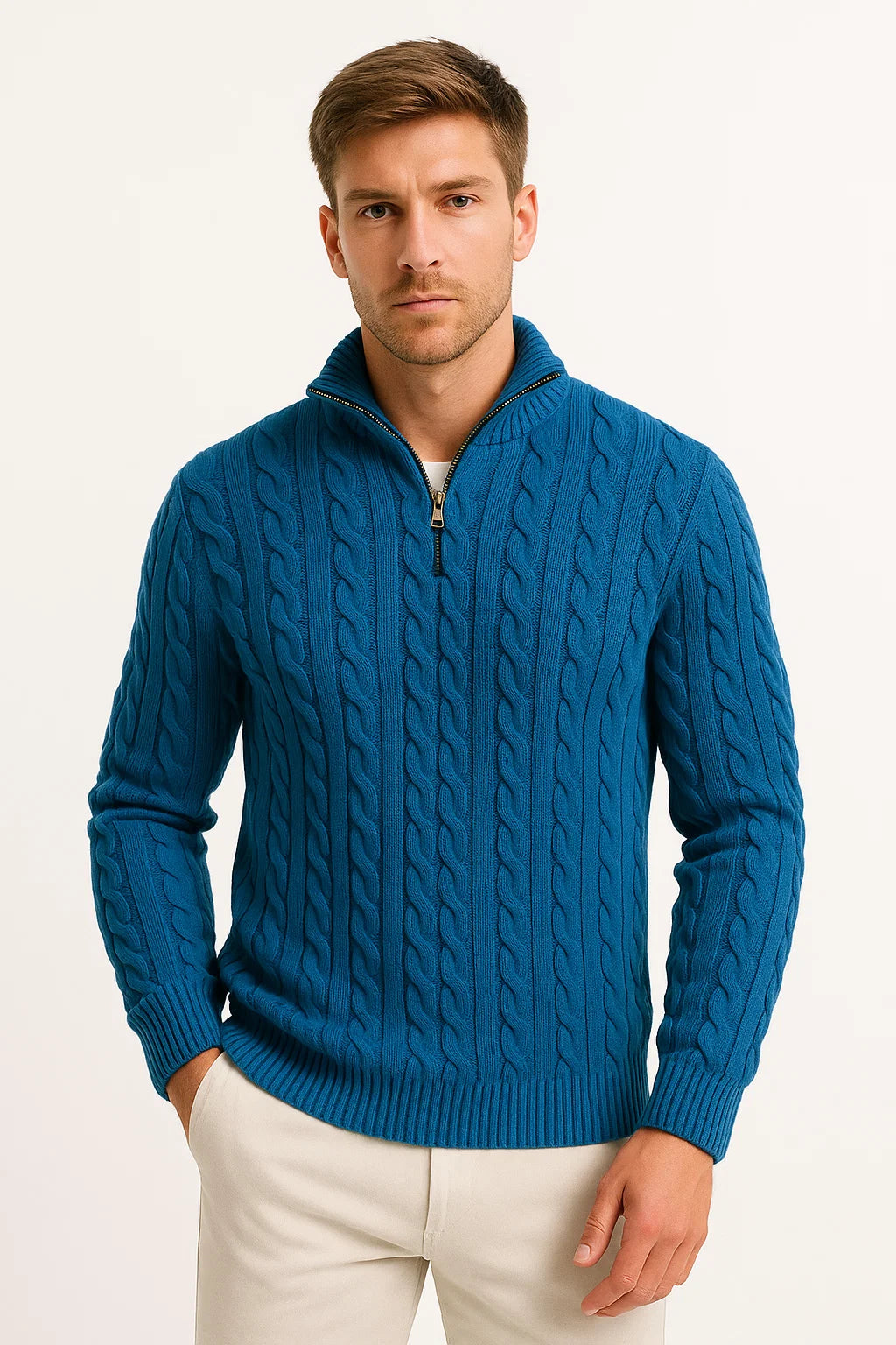Nolan - Men's Cable-Knit Half-Zip Pullover