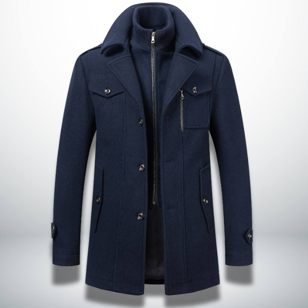Orrin - Men's Wool-Blend Coat with Notch Lapels