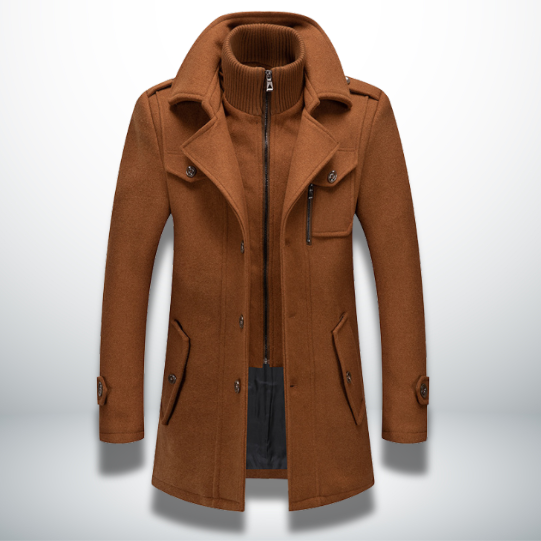 Orrin - Men's Wool-Blend Coat with Notch Lapels