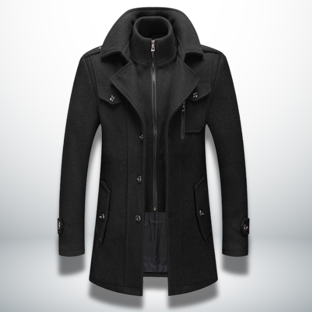 Orrin - Men's Wool-Blend Coat with Notch Lapels