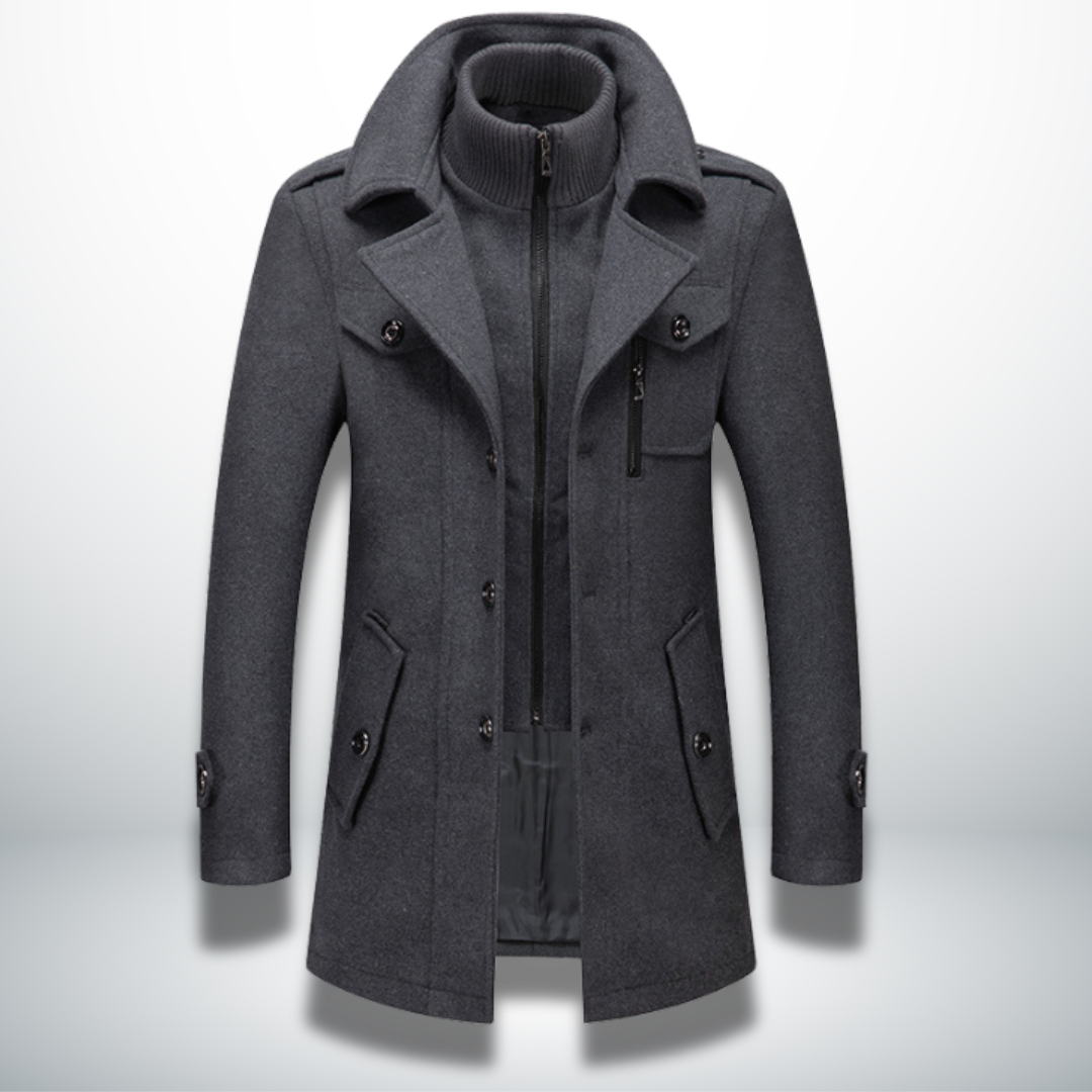 Orrin - Men's Wool-Blend Coat with Notch Lapels