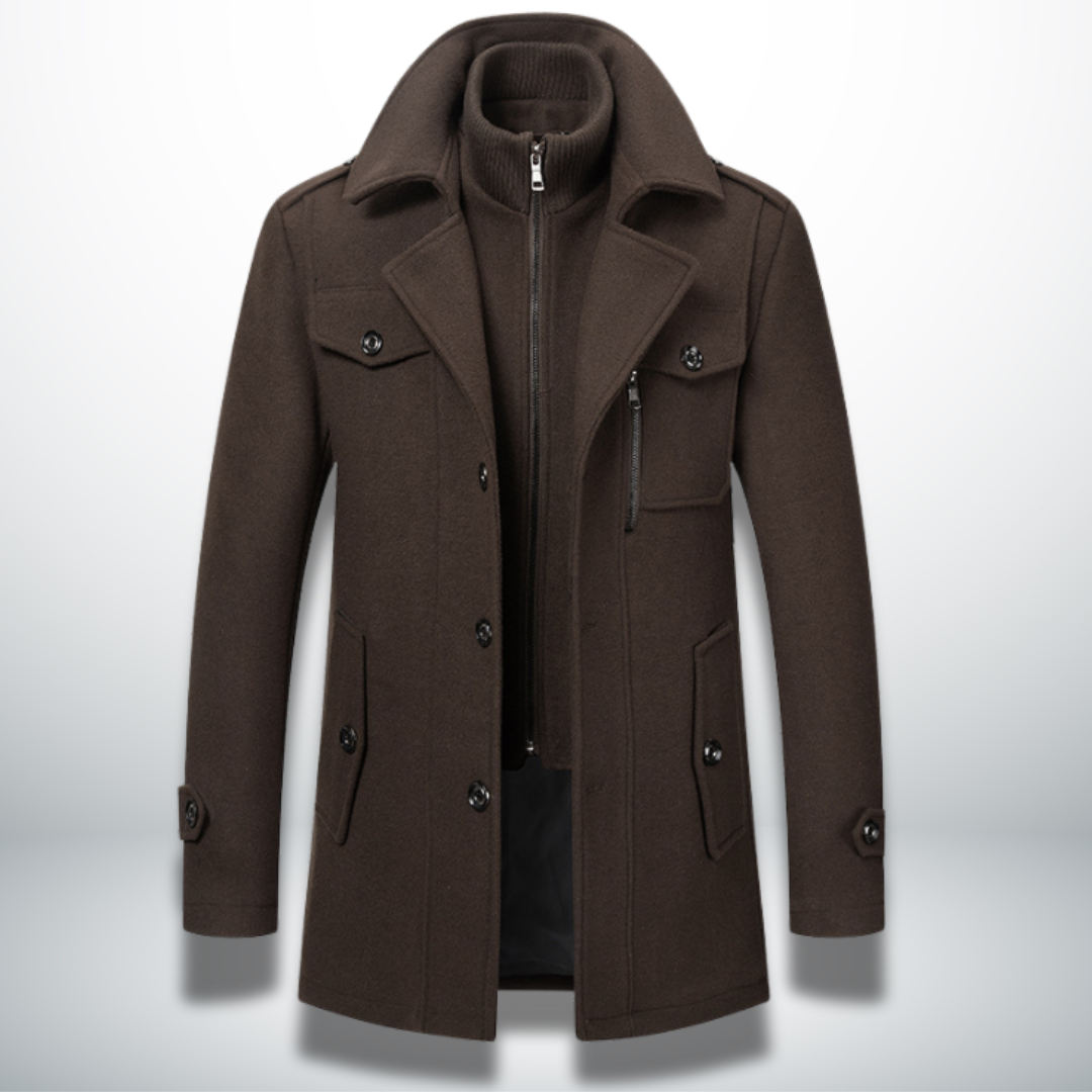 Orrin - Men's Wool-Blend Coat with Notch Lapels