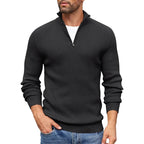 Orville - Men's Ribbed Knit Half-Zip Mock-Neck Sweater