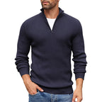 Orville - Men's Ribbed Knit Half-Zip Mock-Neck Sweater