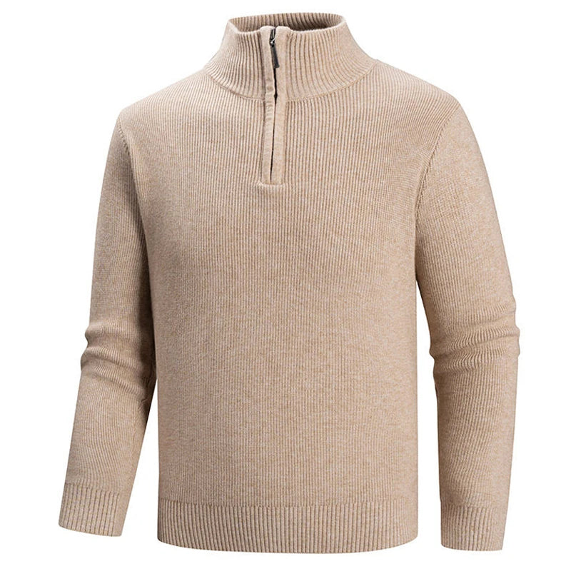 Orville - Men's Ribbed Knit Half-Zip Mock-Neck Sweater