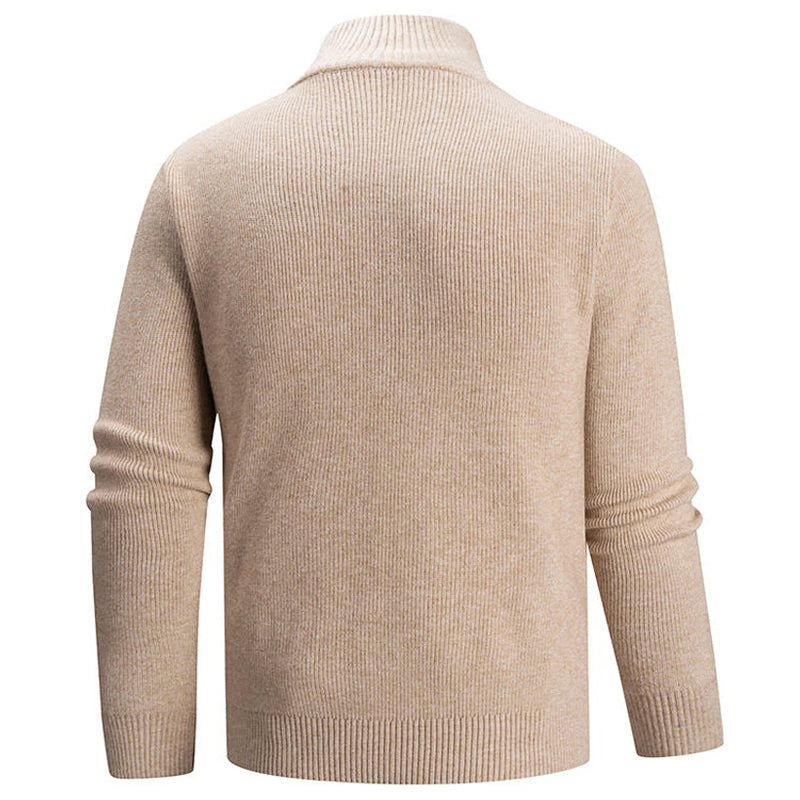 Orville - Men's Ribbed Knit Half-Zip Mock-Neck Sweater