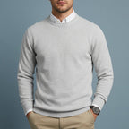 Oscar - Men's Textured Crew Neck Pullover Sweater
