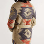 Owen - Men's Shawl-Collar Cardigan with Geometric Aztec Motif