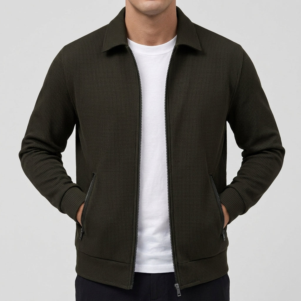 Parker - Men's Textured Bomber Jacket with Zip Front