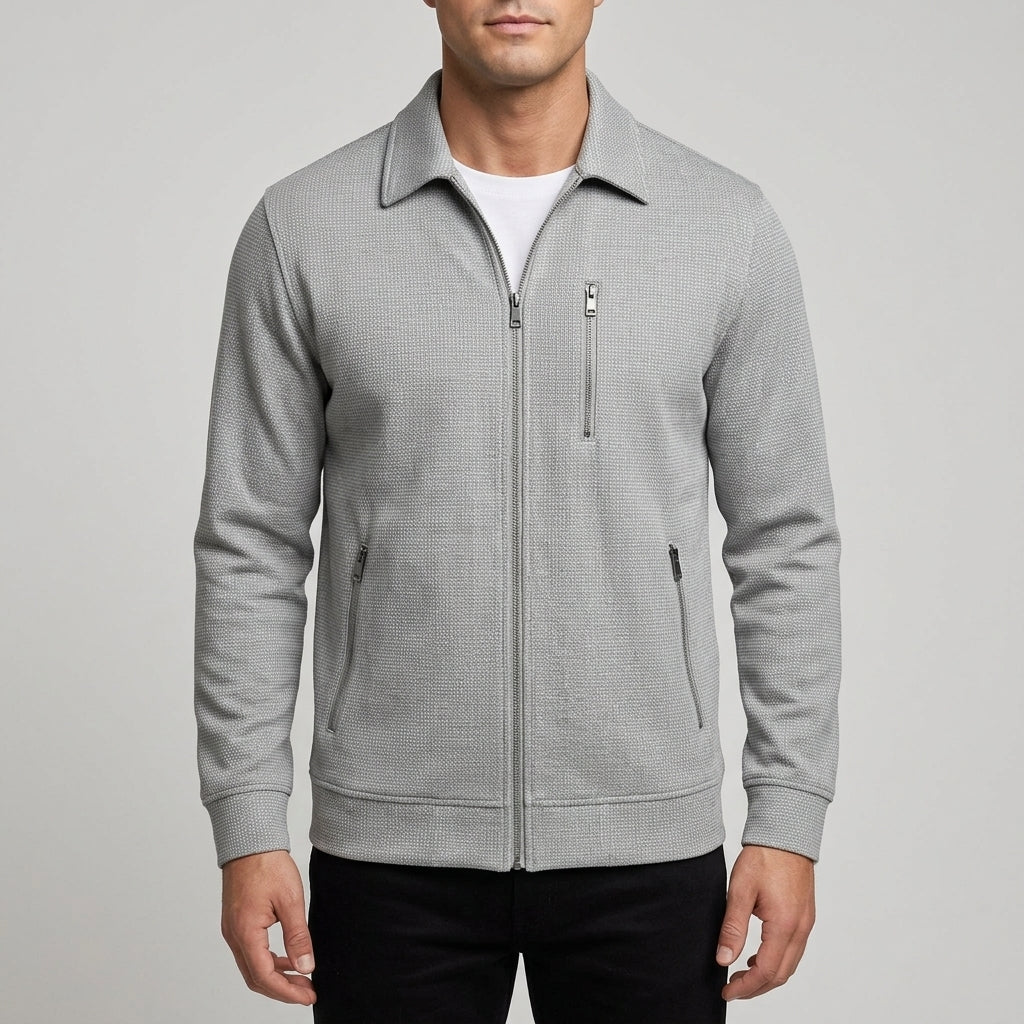 Parker - Men's Textured Bomber Jacket with Zip Front