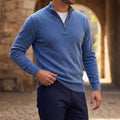 Prescott - Men's Quarter-Zip Knit Sweater with Ribbed Edges