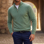 Prescott - Men's Quarter-Zip Knit Sweater with Ribbed Edges