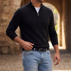 Prescott - Men's Quarter-Zip Knit Sweater with Ribbed Edges