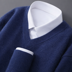 Quinlan - Men's V-Neck Wool-Blend Sweater with Ribbed Trim