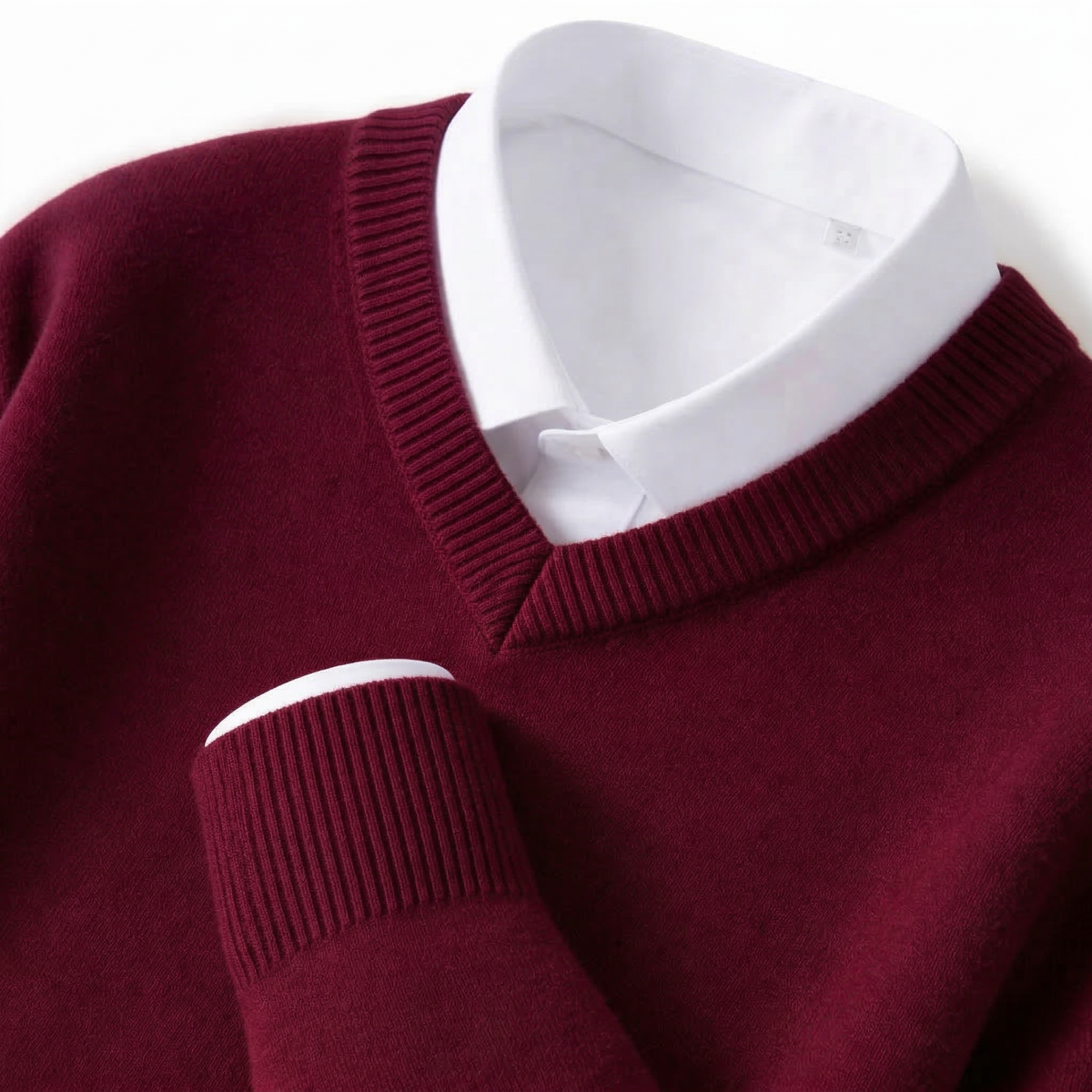 Quinlan - Men's V-Neck Wool-Blend Sweater with Ribbed Trim