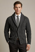 Remi - Men's Cable Knit Cardigan with Shawl Collar