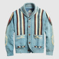 Roger - Men's Striped Wool-Blend Cardigan with Lapel Collar