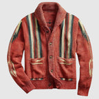 Roger - Men's Striped Wool-Blend Cardigan with Lapel Collar