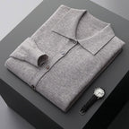Rowan - Men's Button-Front Merino Wool Cardigan with Spread Collar