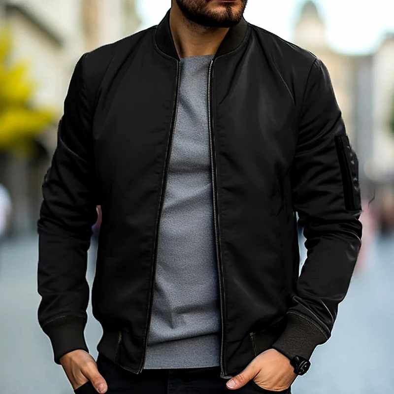 Rowan - Men's Lightweight Bomber Jacket with Ribbed Collar