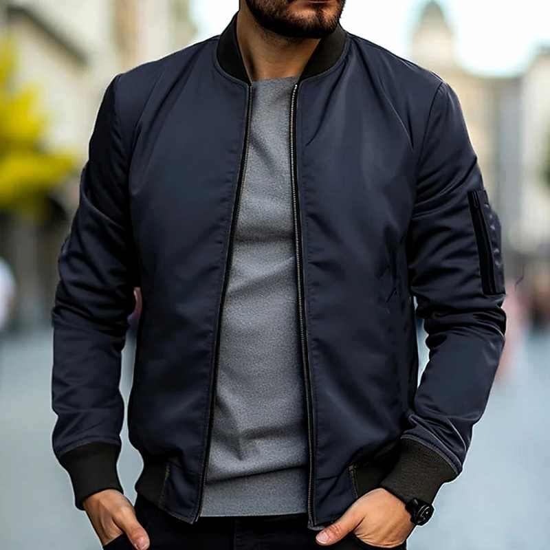 Rowan - Men's Lightweight Bomber Jacket with Ribbed Collar