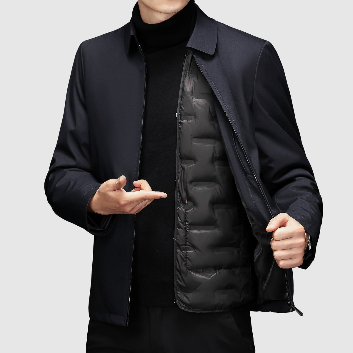 Rowan - Men's Polo Collar Down Jacket with Zipper