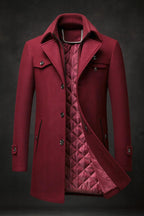 Rowan - Men's Wool Coat with Quilted Satin Lining