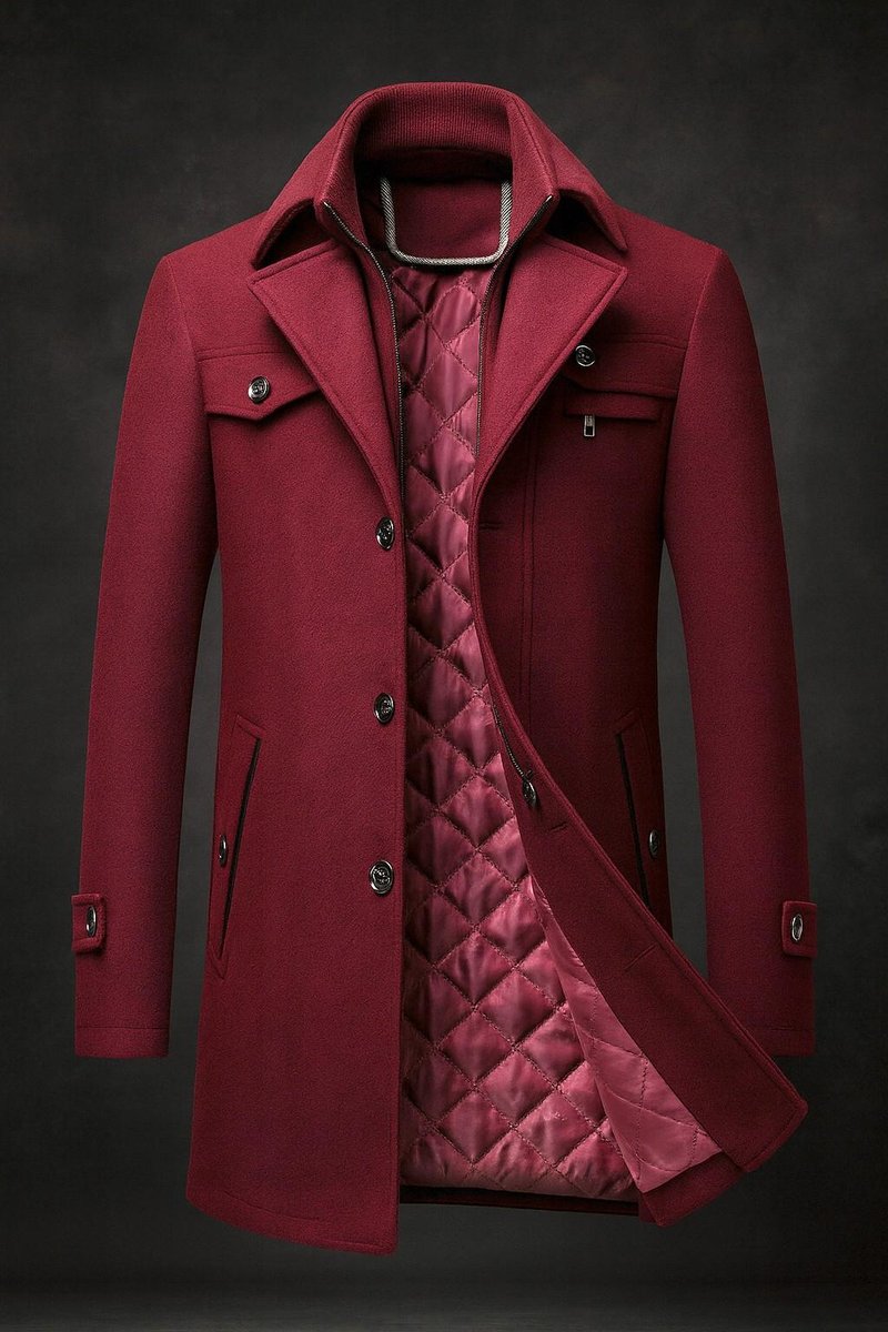 Rowan - Men's Wool Coat with Quilted Satin Lining