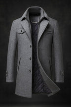 Rowan - Men's Wool Coat with Quilted Satin Lining