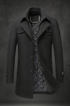 Rowan - Men's Wool Coat with Quilted Satin Lining