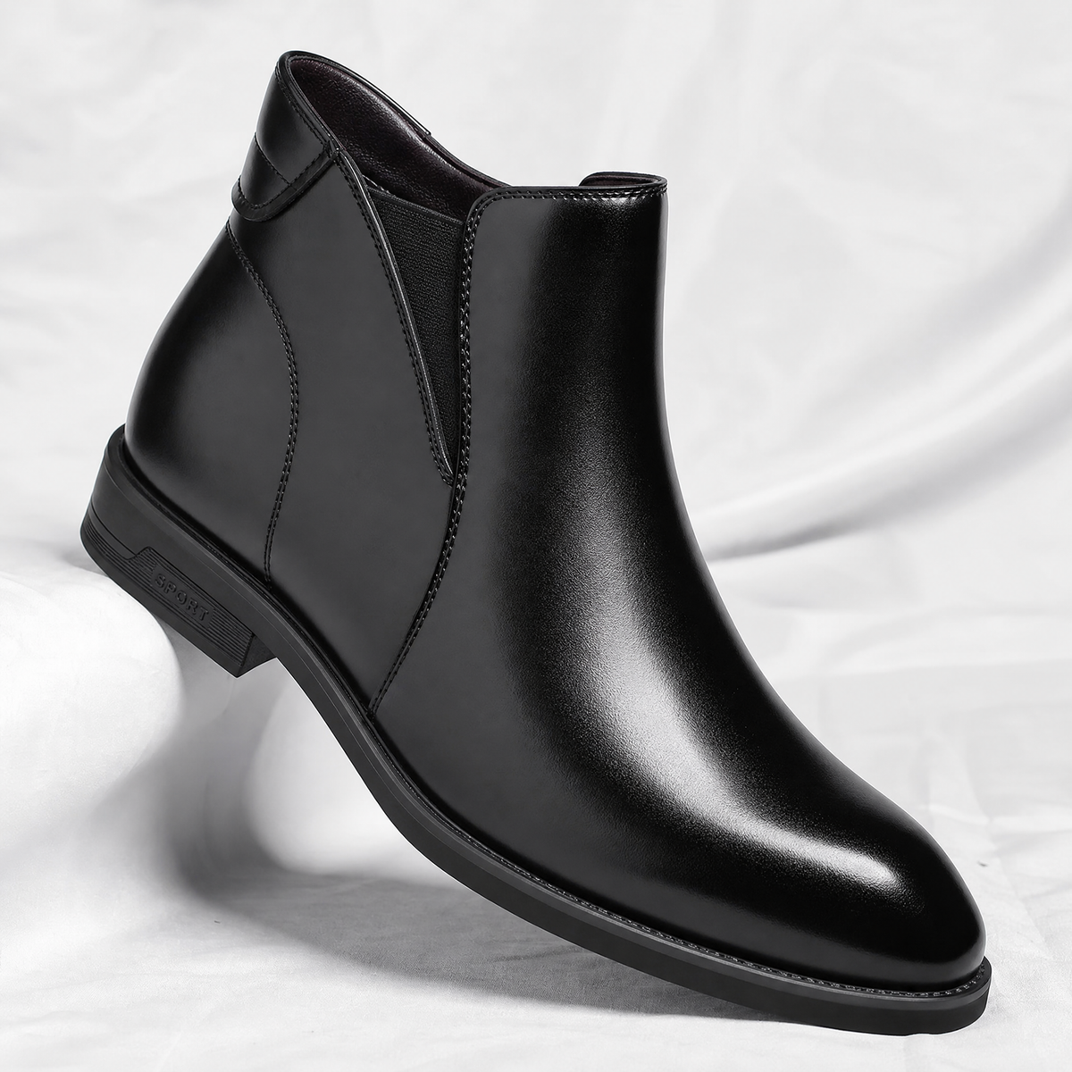 Rowell - Men's Leather Chelsea Boots with Elastic Side Panels