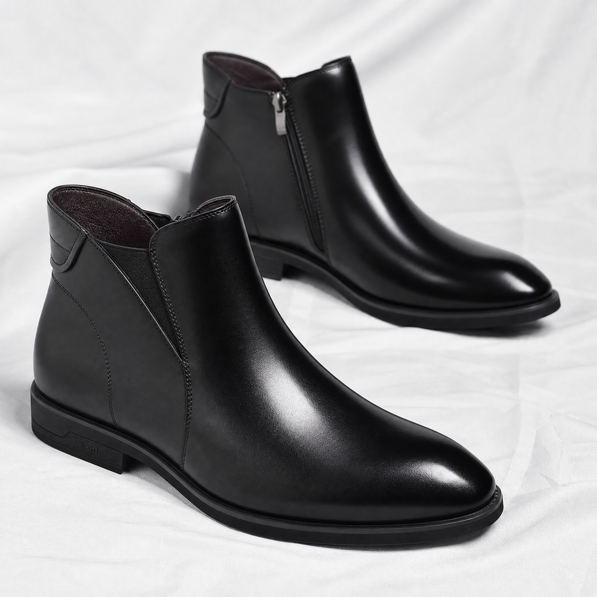 Rowell - Men's Leather Chelsea Boots with Elastic Side Panels
