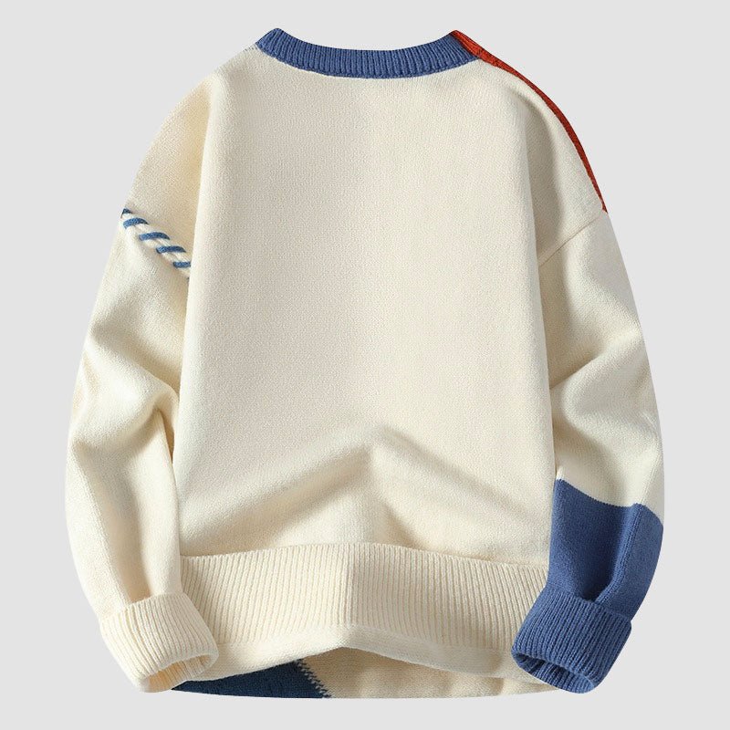 Rudy - Men's Patchwork Color-Block Textured Knit Sweater