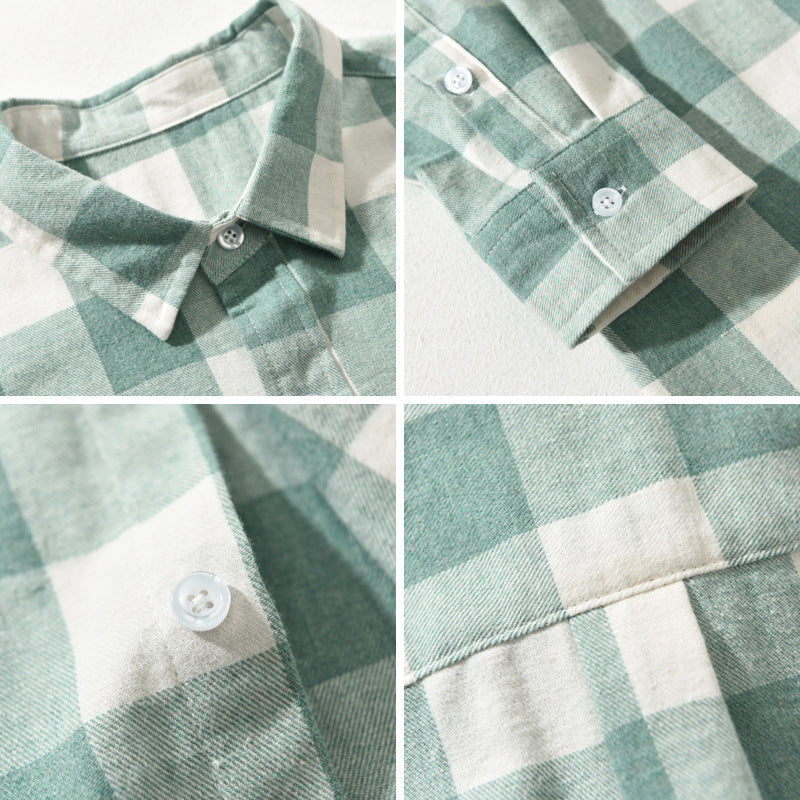 Sean - Men's Tailored Plaid Shirt with Button Closures